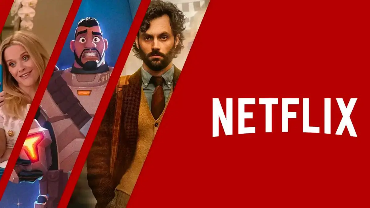 Portada de los estrenos de Netflix en febrero de 2023 con títulos de series y películas en la parte superior