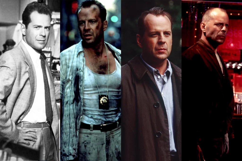 Bruce Willis interpretando papeles a lo largo de su carrera