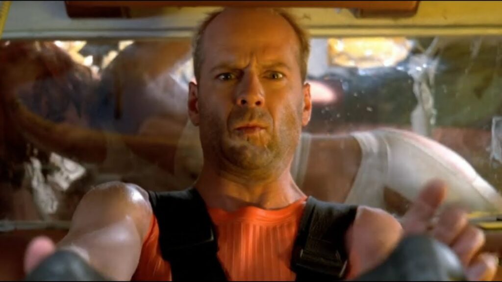 Bruce Willis en el taxi del Quinto Elemento