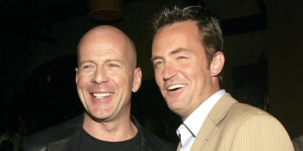 Bruce Willis y Matthew Perry promocionando La jugada maestra