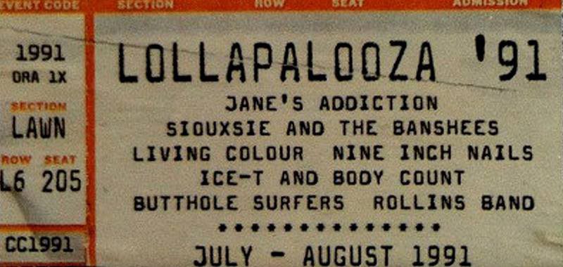 Primera entrada de Lollapalooza en 1991