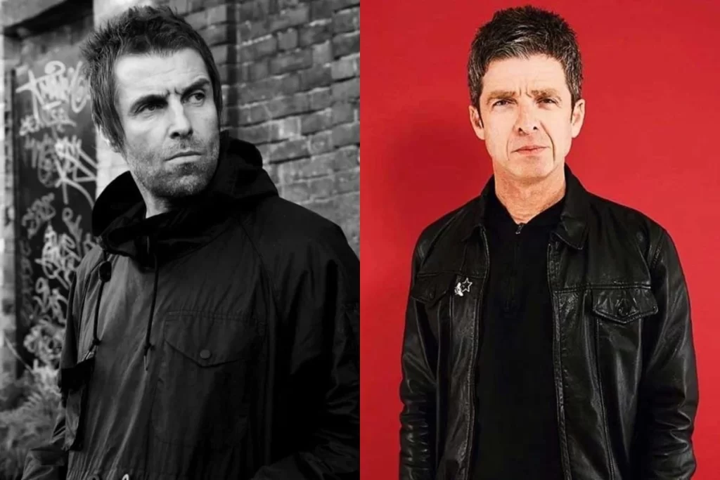 Liam y Noel Gallagher posando juntos en una foto antigua