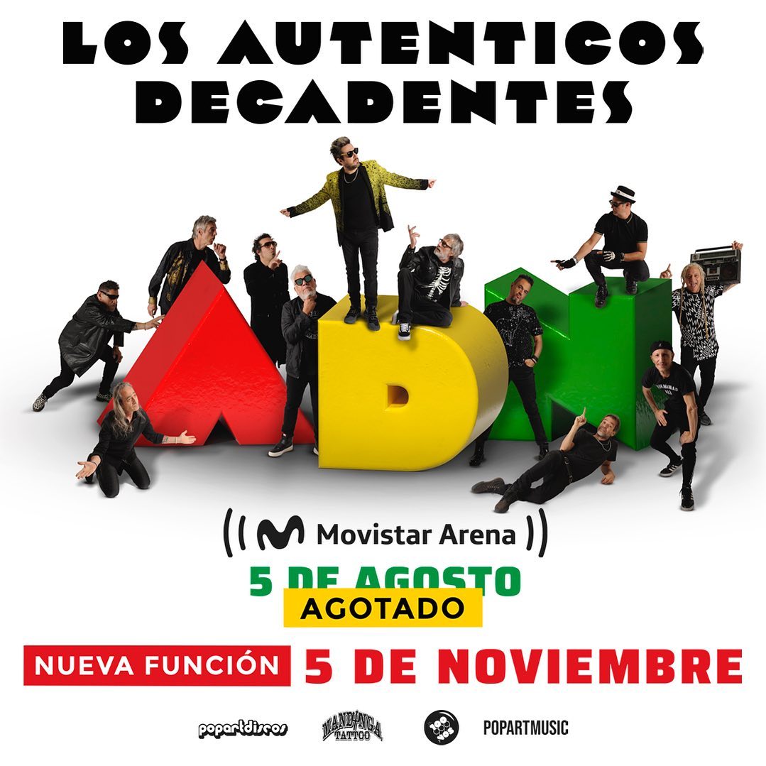Autenticos Decadentes en Movistar Arena: 5 de agosto y 5 de noviembre 2023