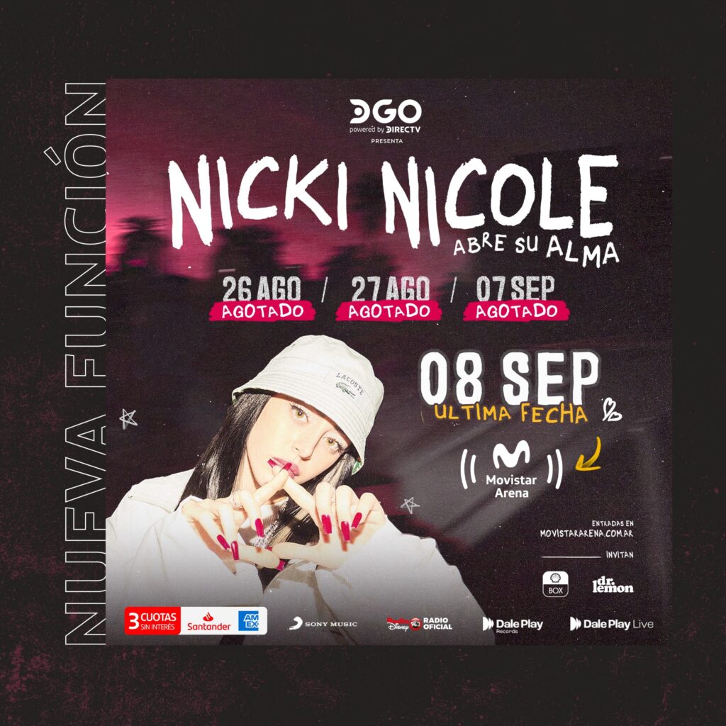 Nicki Nicole 7 y 8 de septiembre Nicki Nicole en vivo el 7 y 8 de Septiembre