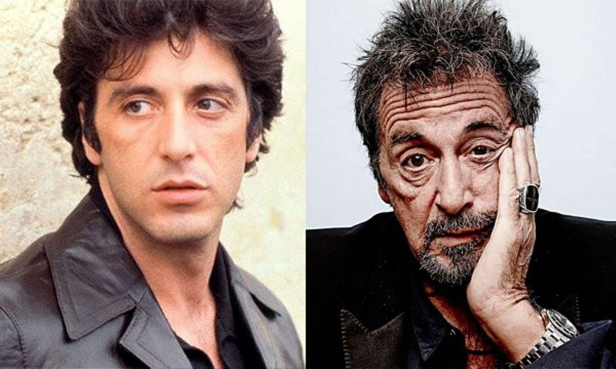 Comparativa de Al Pacino: a la izquierda en sus inicios y a la derecha en la actualidad con 80 años