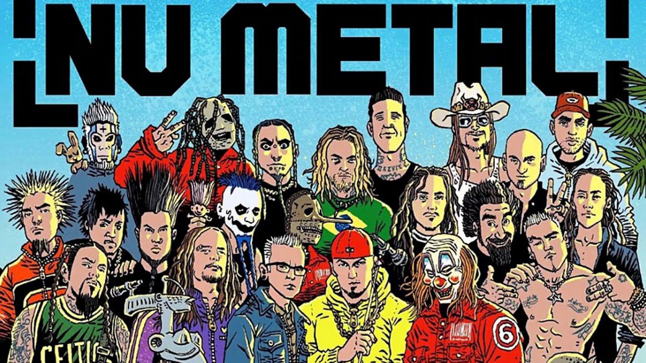 Ilustración de los músicos icónicos del Nu Metal de los 90 y 2000