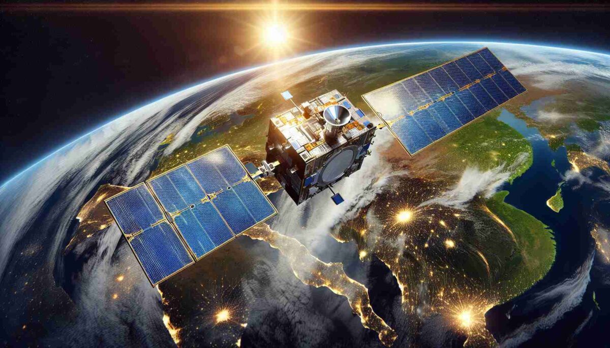 Representación artística del satélite PACE en órbita