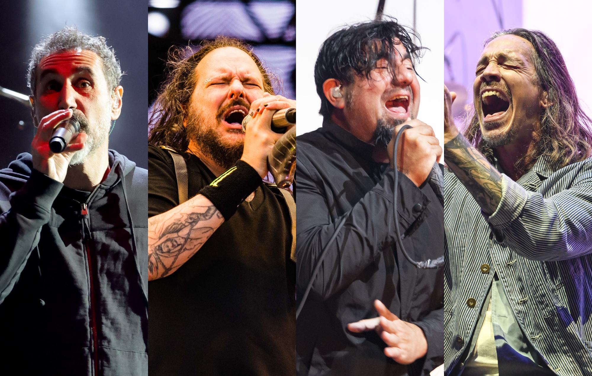 Collage de vocalistas de System of a Down, Korn, Deftones e Incubus