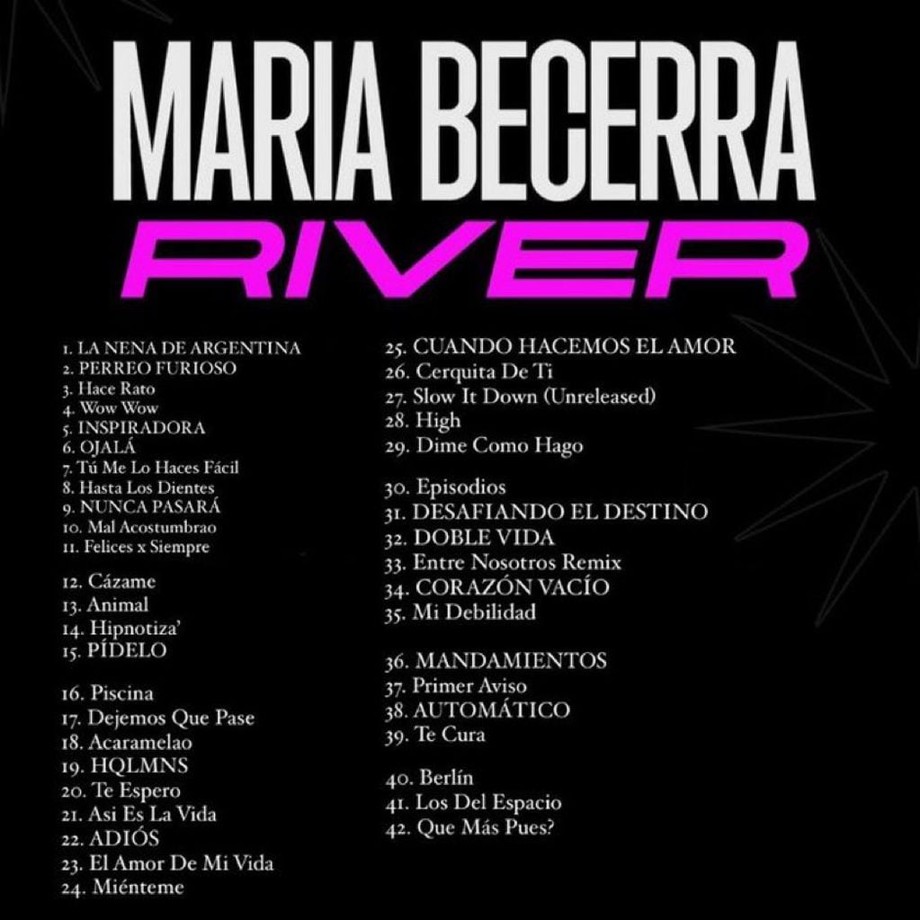 Set list de María Becerra