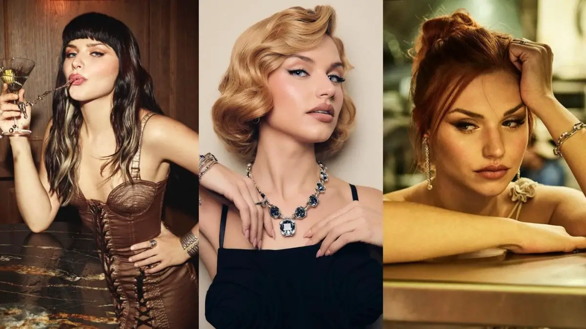 Mirela Balić en tres estilos diferentes, mostrando su versatilidad en la moda y la actuación. La estrella de 