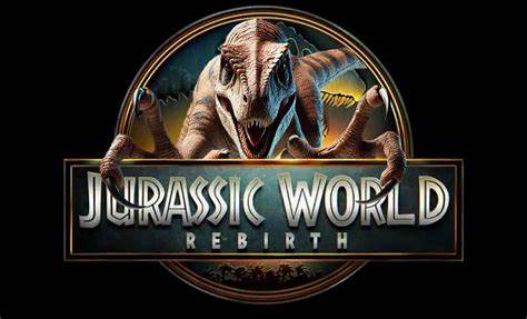 Logo de Jurassic World Rebirth con dinosaurio en primer plano