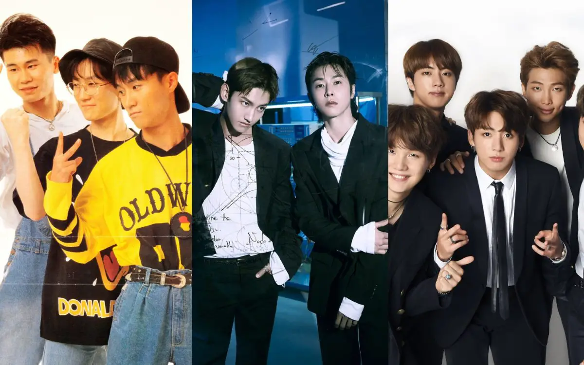 Historia del K-Pop representada por Seo Taiji and Boys, TVXQ y BTS.
