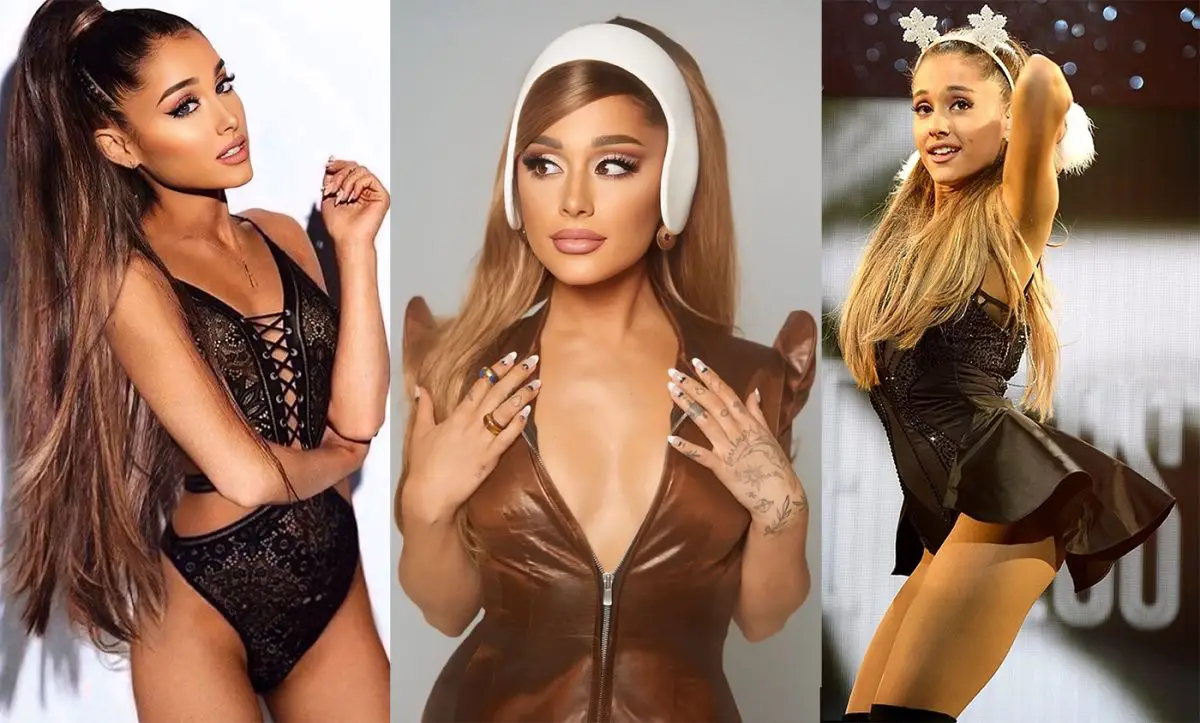 Collage de Ariana Grande en diferentes looks icónicos